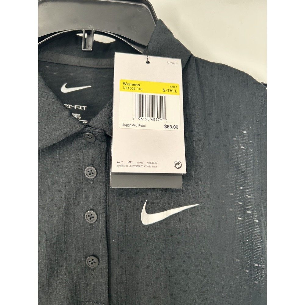 Nike Victory Polo Shirt Womens ST Small Tall Black Sleeveless Dri Fit DX1509-010 - Picture 4 of 7